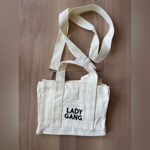 Ladygang Podcast mini tote bag with long strap NWOT